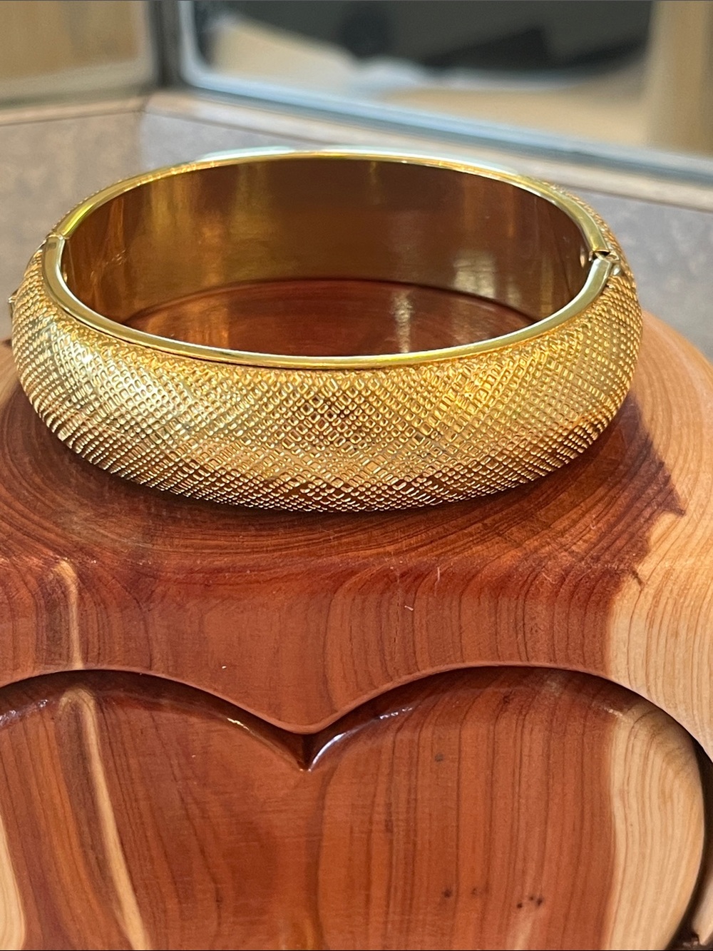 Monet Gold Textured Dome Bangle OPENS